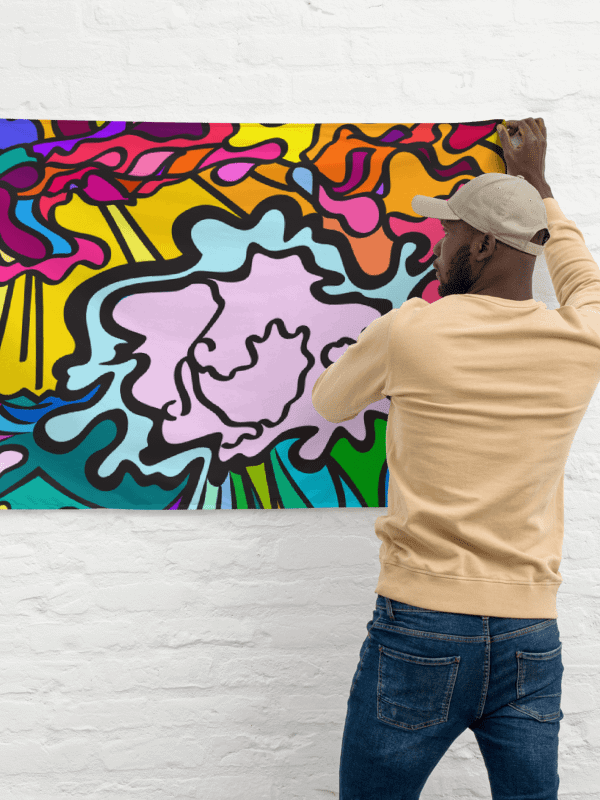 Vibrant Swirls All-Over Flag - Wave at Sunset product image (2)