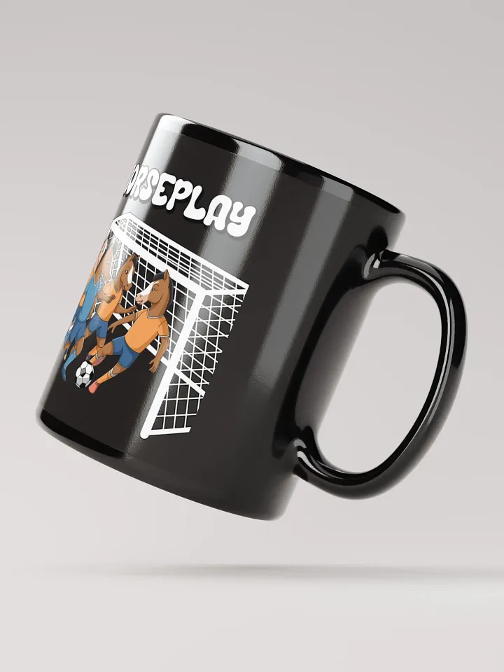 Horseplay - Horses Playing Soccer - Funny Wordplay Black Coffee Mug product image (2)