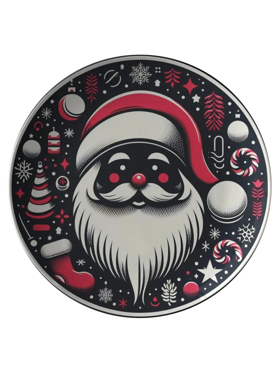 Christmas Plate Santa Claus on Black product image (1)