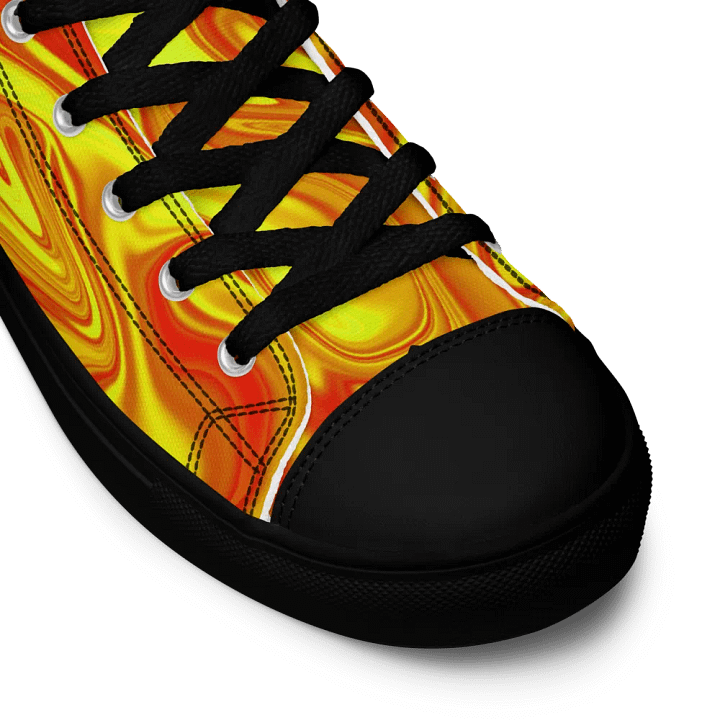 Women's High Top Canvas Shoes - Yellow and Red Digital Fluid Art product image (2)