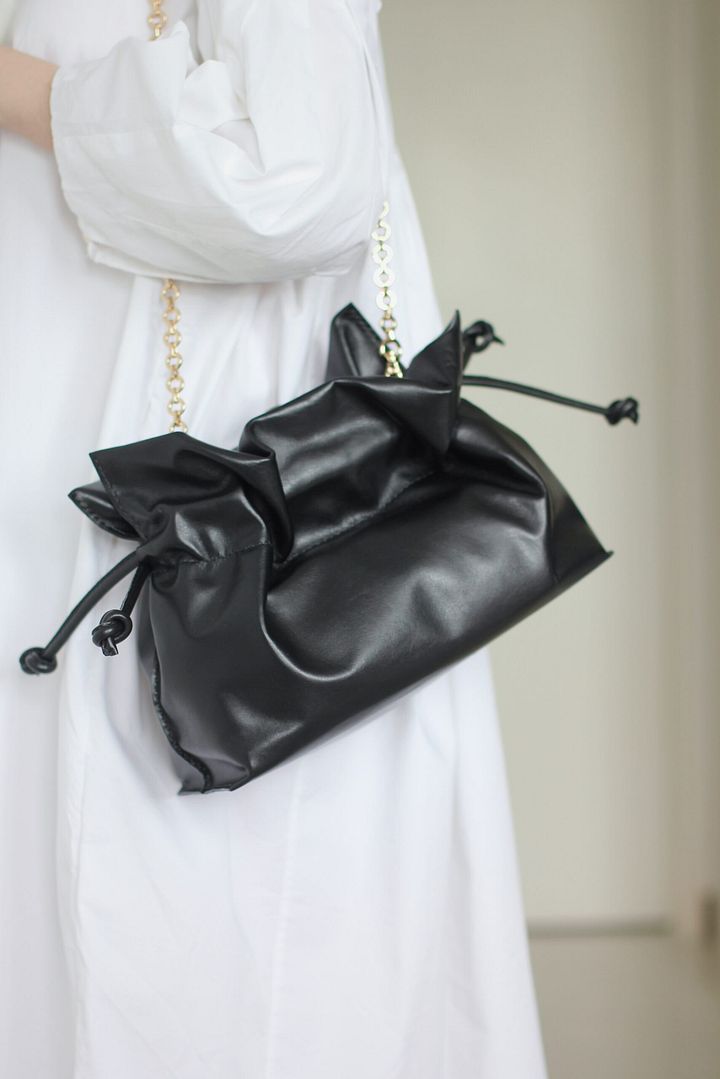 Sample Sale – Black Soft Leather Drawstring Clutch product image (1)
