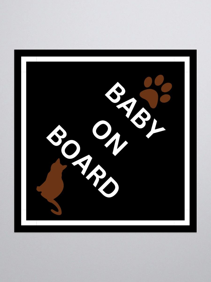 Cat Baby on Board Sticker - Brown on Black product image (1)