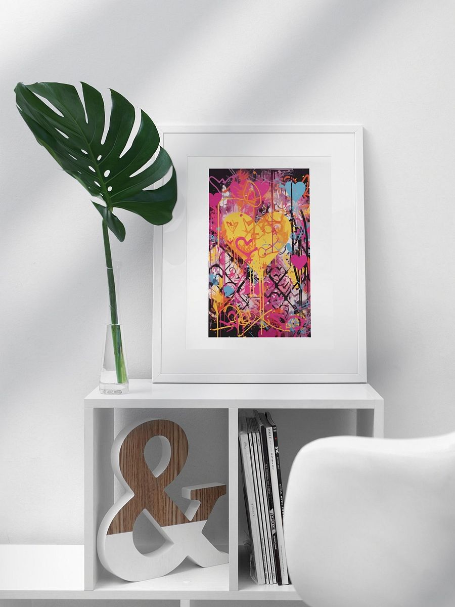 Vibrant Graffiti Heart Art Print, Multicolor Love Street Art Canvas, Urban Chic Home Decor, Expressive Dripping Heart Wall Hanging Piece product image (3)