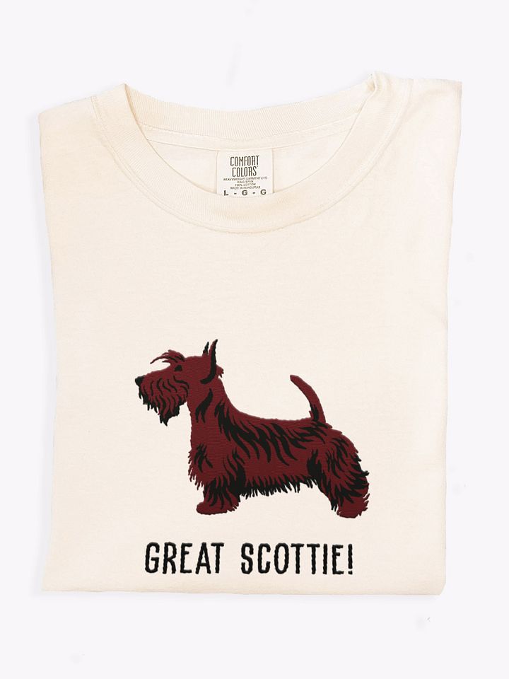 Great Scottie T-Shirt(Embroidered) of a Scottish Terrier(Brown) product image (1)