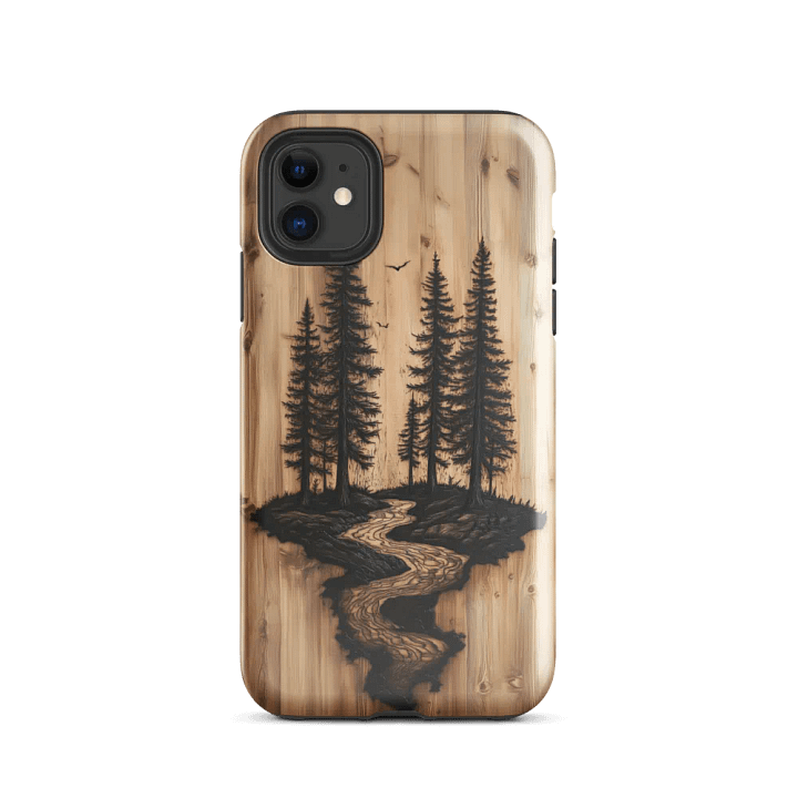 Landscape Pine Trees & River Wood Effect - Tough Phone Case product image (2)