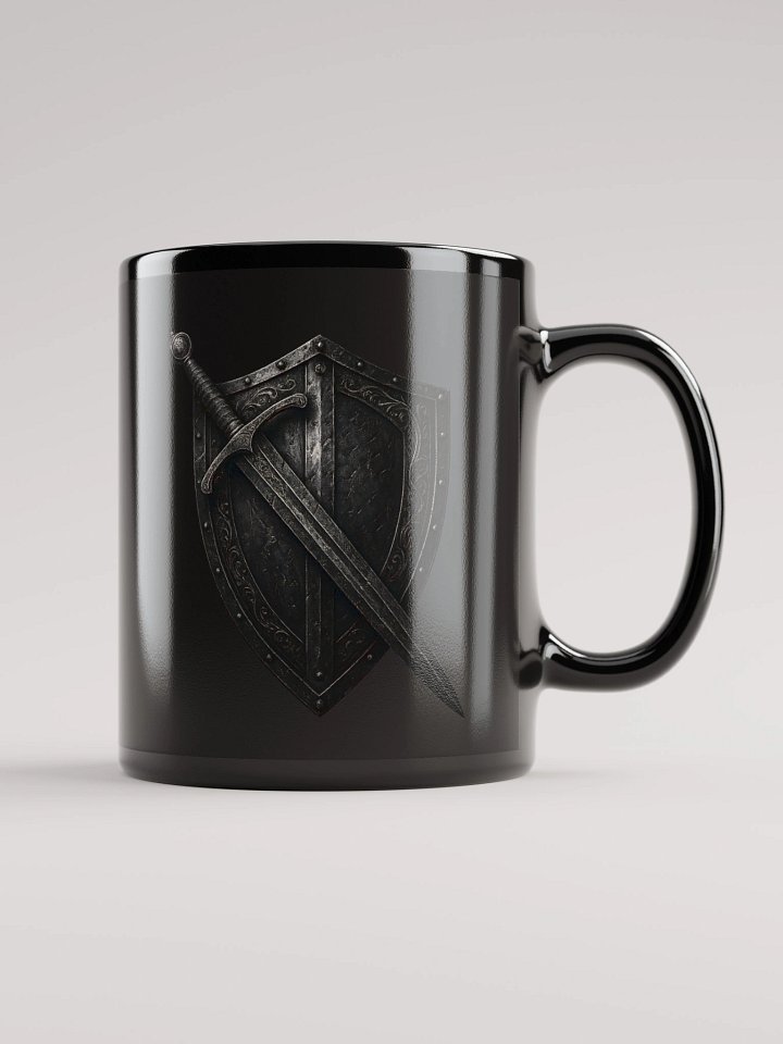 Medieval Shields and Swords Crossed Black Glossy Mug product image (2)