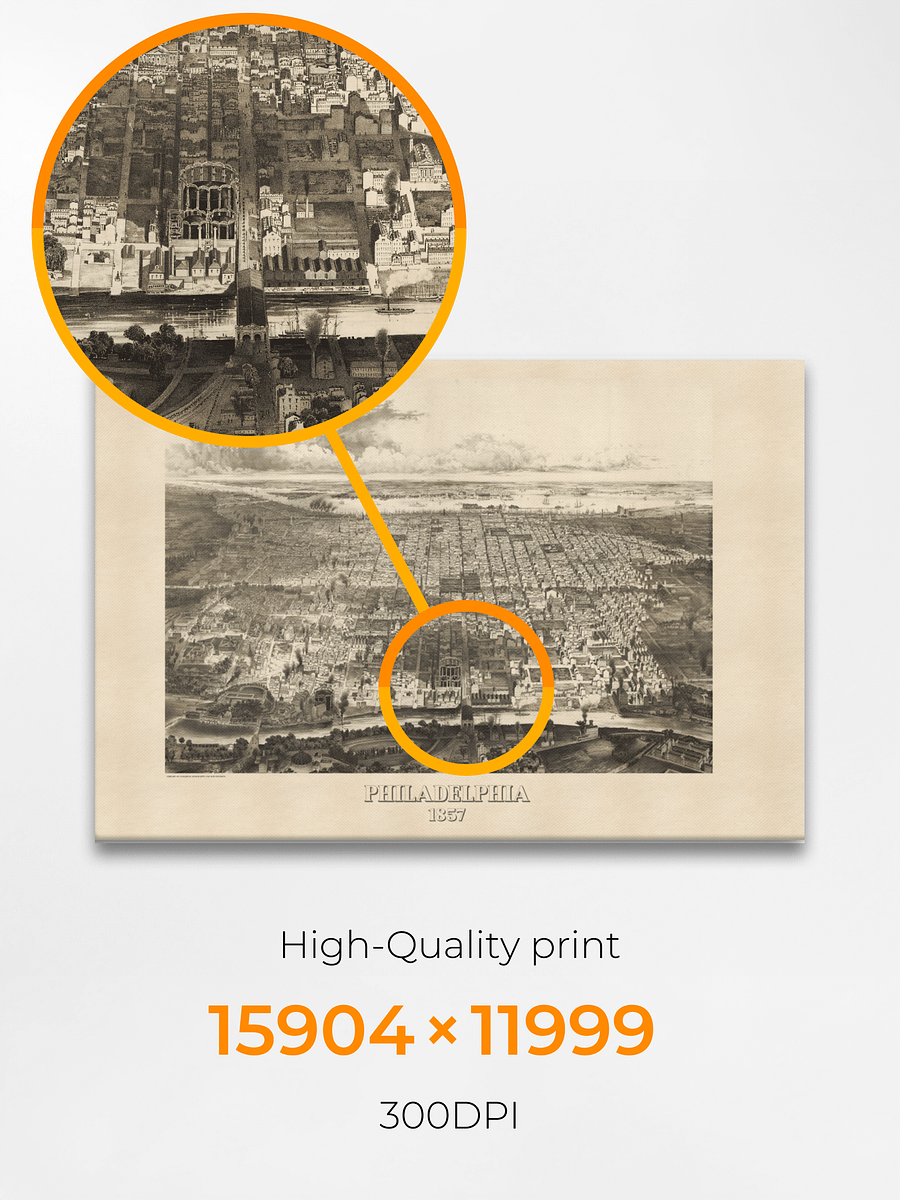 Philadelphia 1857 Canvas Print – Hand-Drawn Historic City Map product image (4)