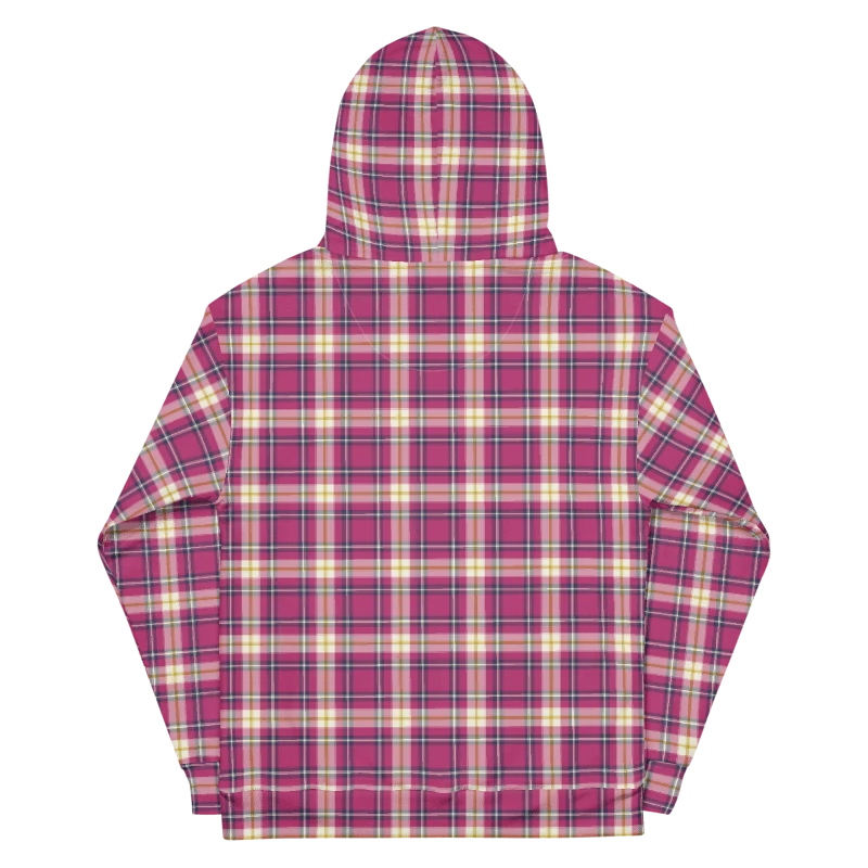 Hot Pink and Navy Blue Plaid Hoodie product image (7)