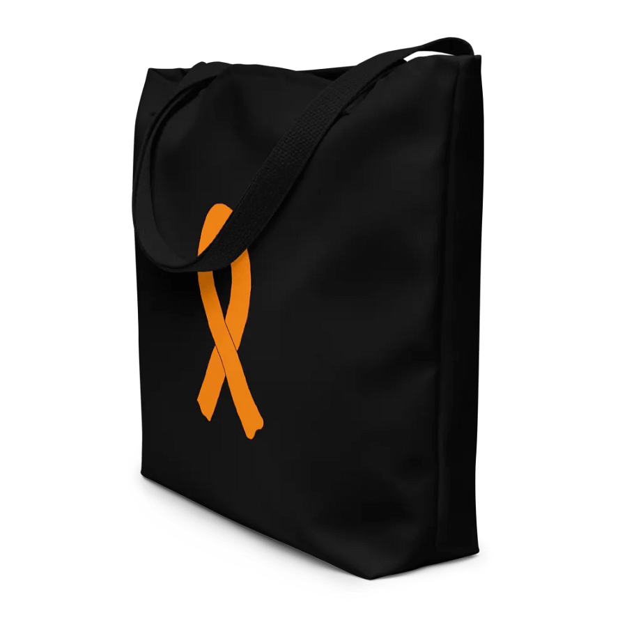 White HApex Gear White Logo Cancer Awareness Orange Ribbon. Black Large Tote Bag w/ Pocket product image (8)