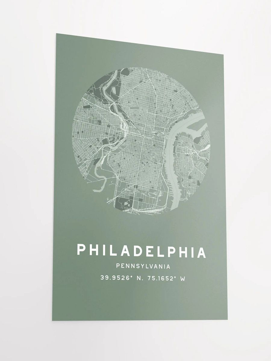 Philadelphia Street Map Poster – Sage Green Minimalist Circular City Art product image (4)