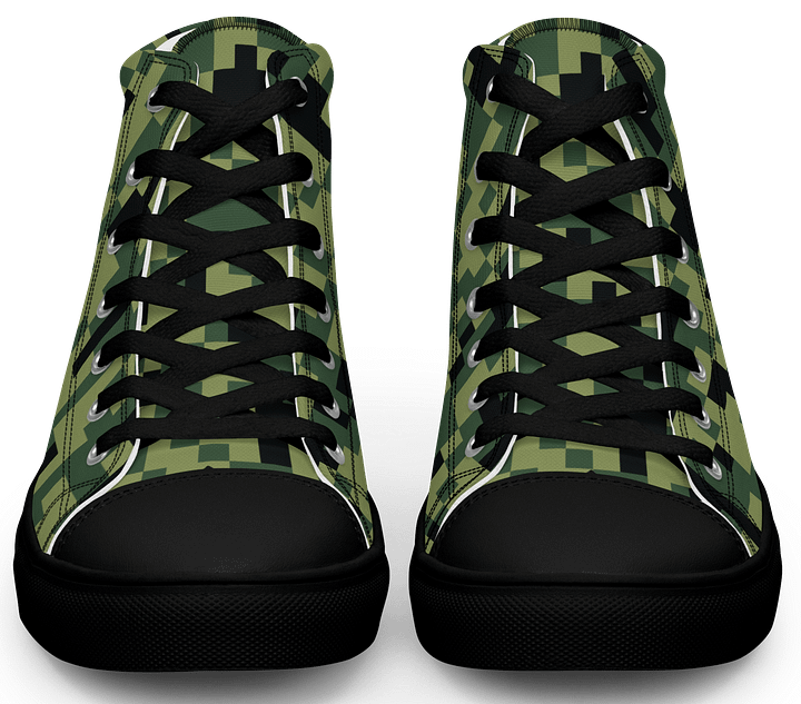 Military Green Camouflage Pixels Camo Pattern Men's High Top Canvas Shoes product image (2)