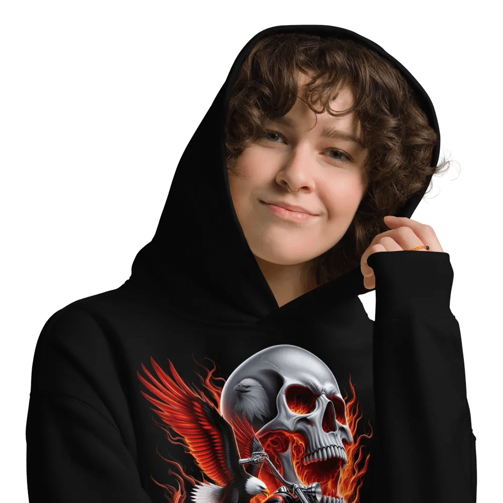 Rebel Rider Skull Oversized Hoodie #28 product image (9)
