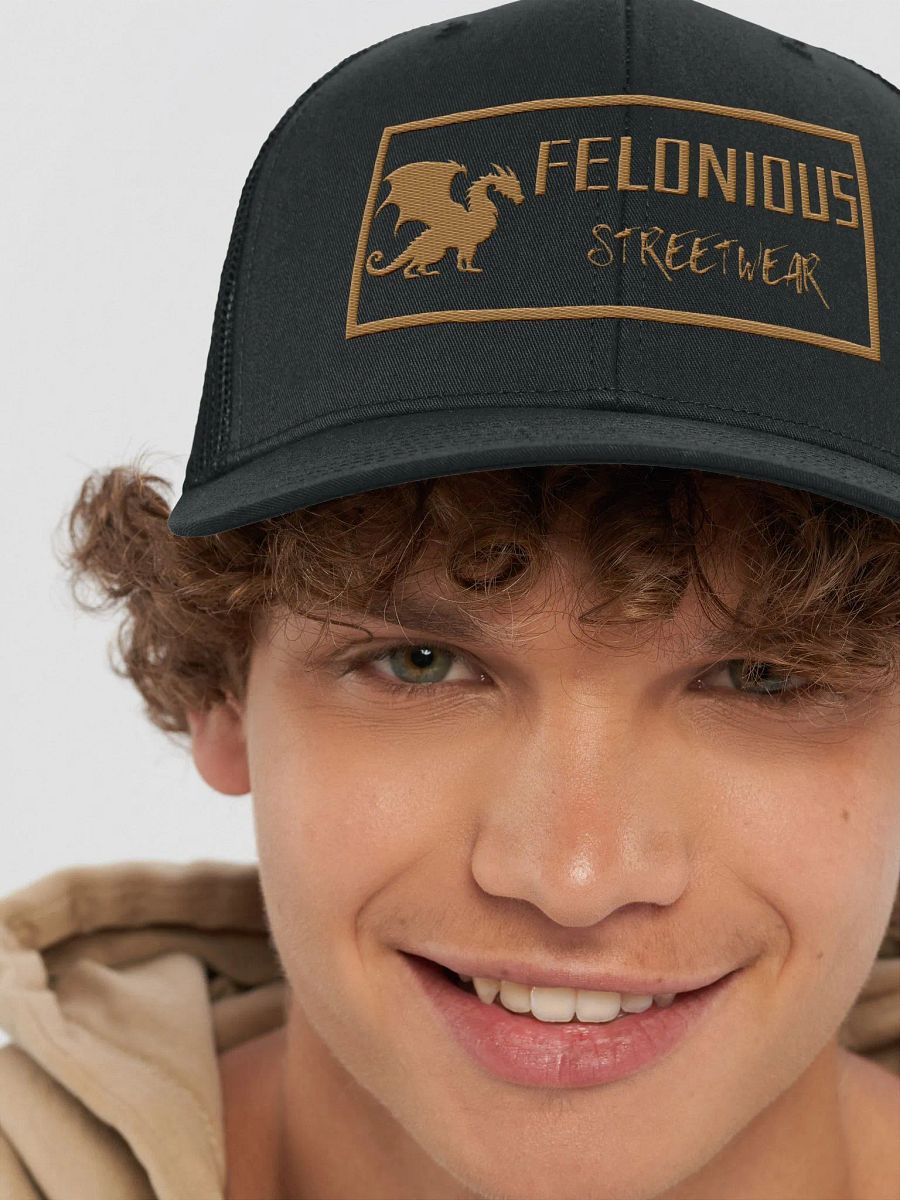 Felonious Streetwear Dragon Gold Logo Trucker Hat product image (64)