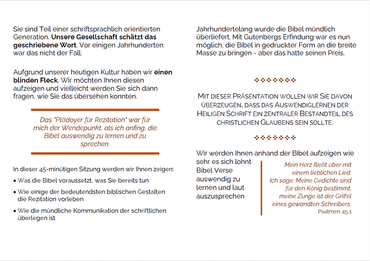 The Case for Recitation promo booklet - German product image (2)