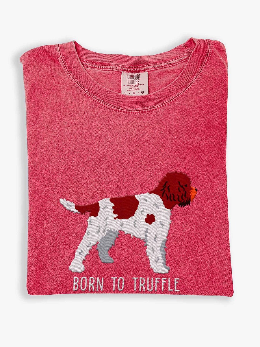 Born to Truffle T-Shirt(Embroidered) of a Lagotto Romagnolo(Liver & White) product image (1)