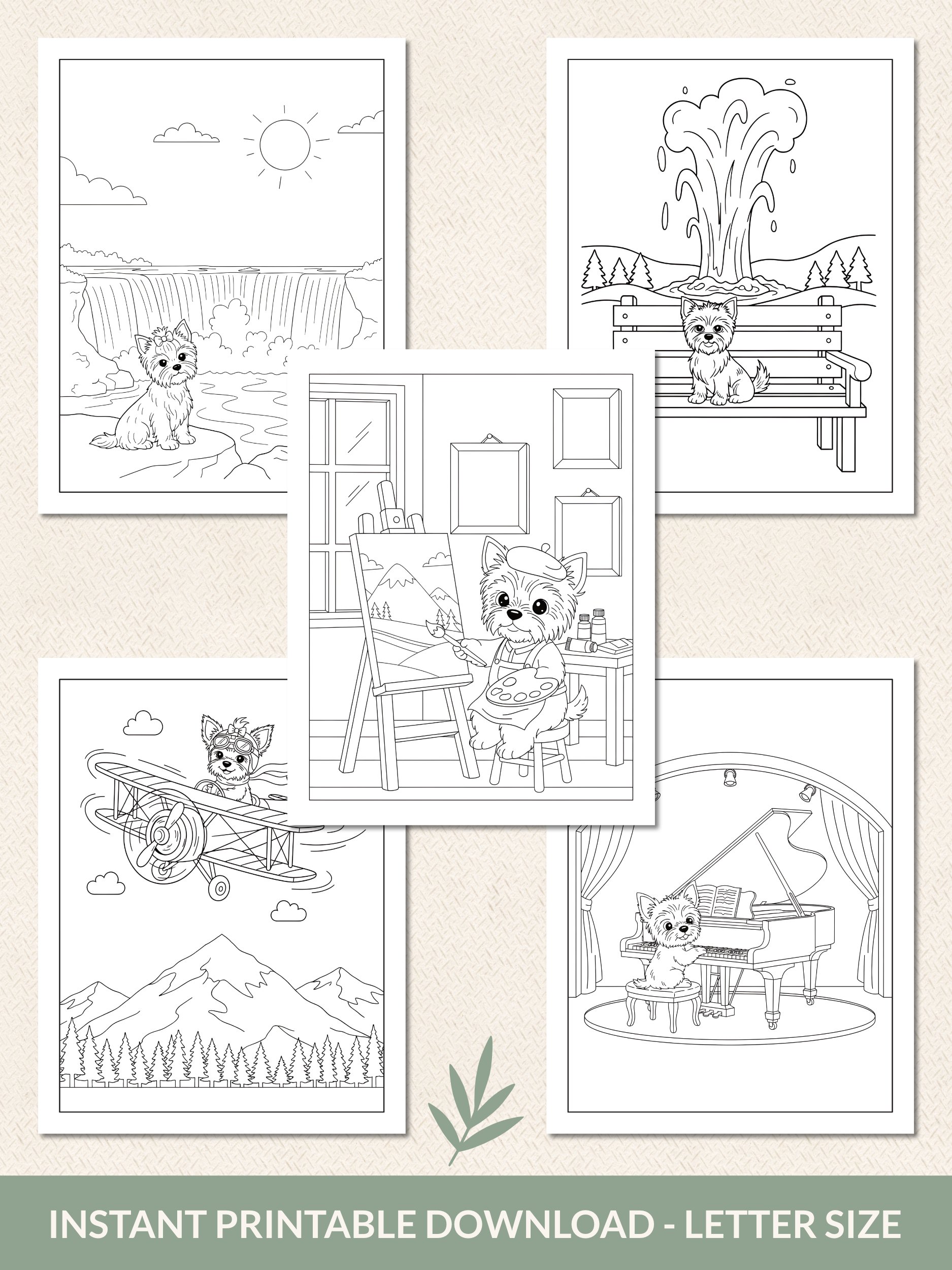 Printable Cute Yorkie Dog Fantasy Adventures Coloring Pages Volume 1 – 25 Fun Designs product image (6)