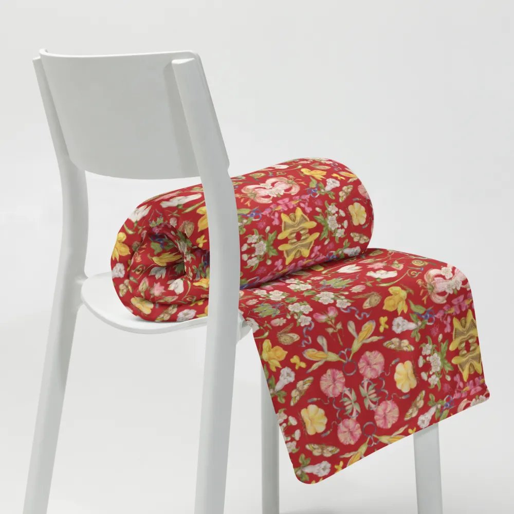 Exotic Blooming Floral Butterfly Red Throw Blanket product image (8)