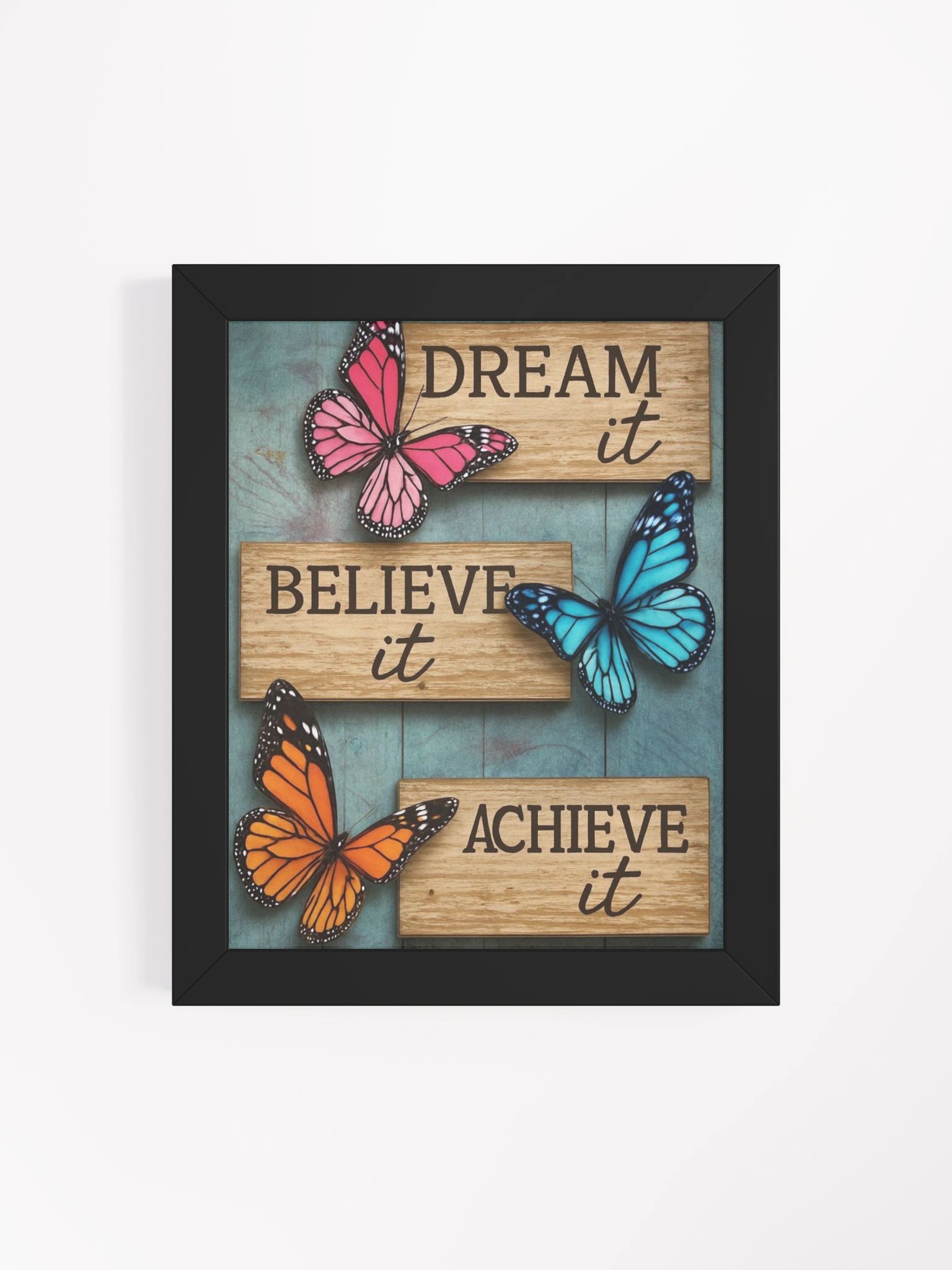 Dream Believe Achieve Wooden Sign Set Framed Poster product image (4)