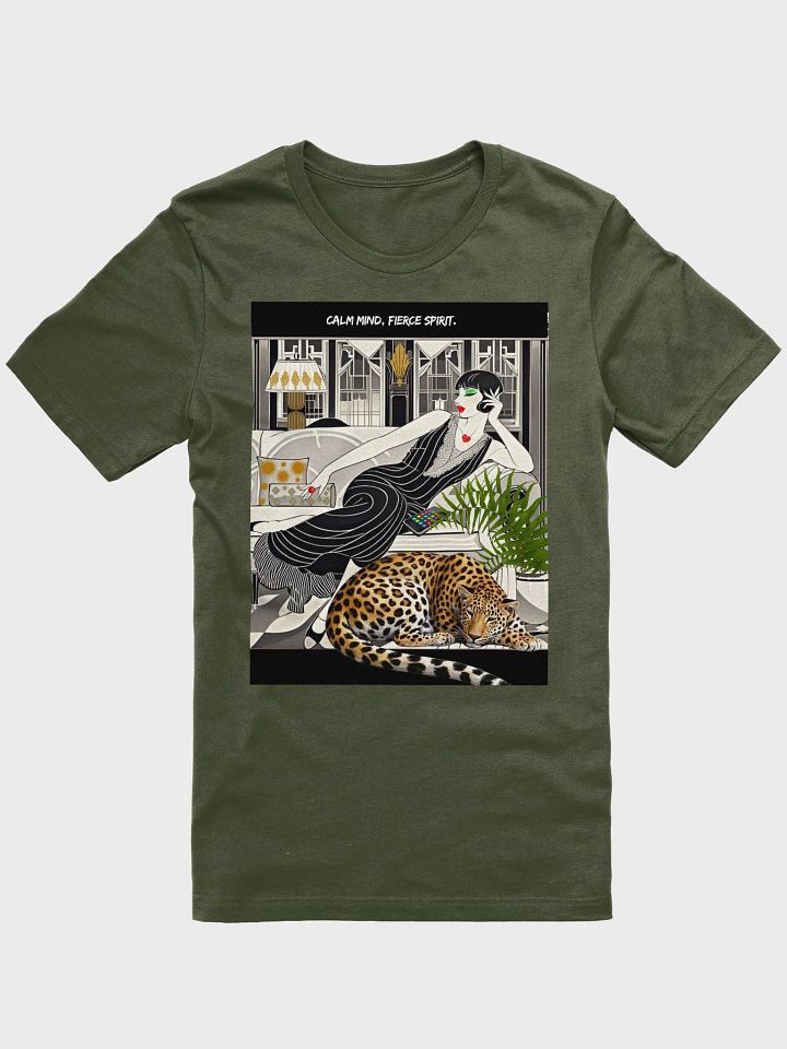 Calm Mind. Fierce Spirit 1920s Flapper Woman with Leopard - Colorful Graphic T-Shirt product image (1)