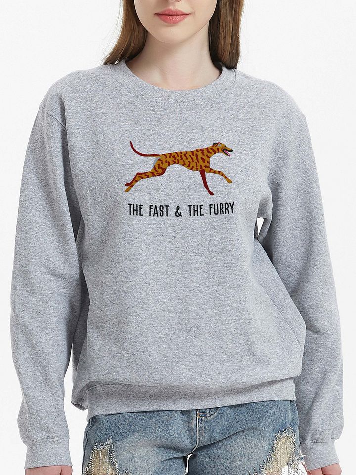 The Fast & The Furry Sweatshirt (Embroidered) of a Greyhound(Brindle) product image (2)