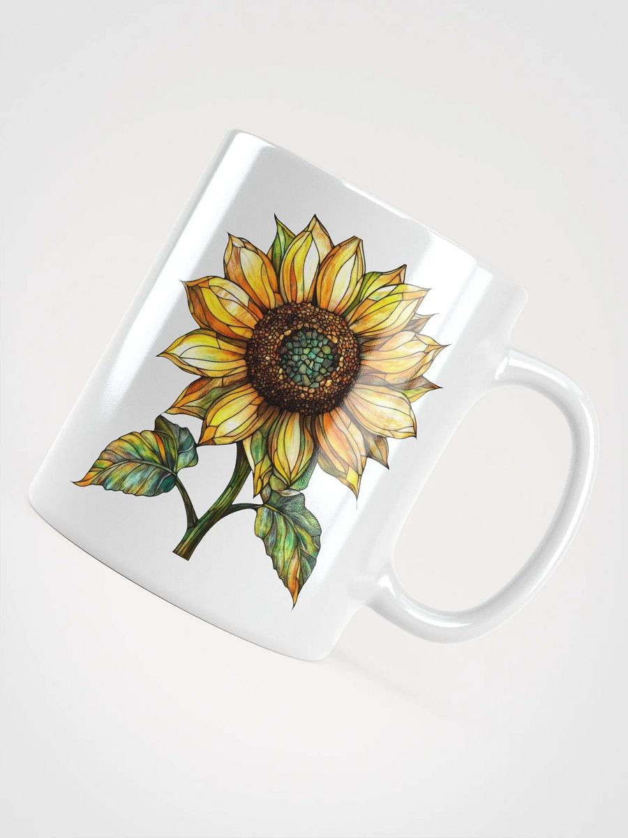 Stained Glass Sunflower White Glossy Mug product image (4)
