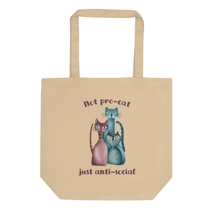 Hand-drawn three abstract cats - Not pro-cat, just anti-social Canvas Tote Bag product image (2)