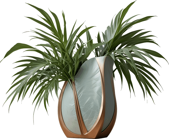 Gatsby Grace – Art Deco Vase with Tropical Plant PNG product image (1)
