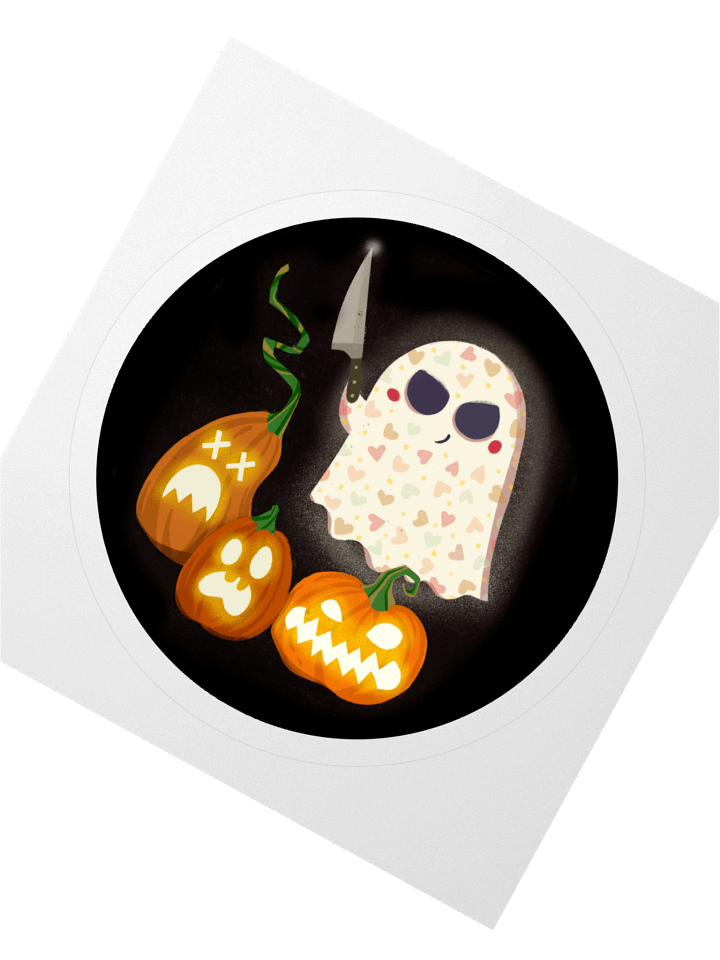 Little Ghost Pumpkin Carver - Vinyl Sticker product image (1)