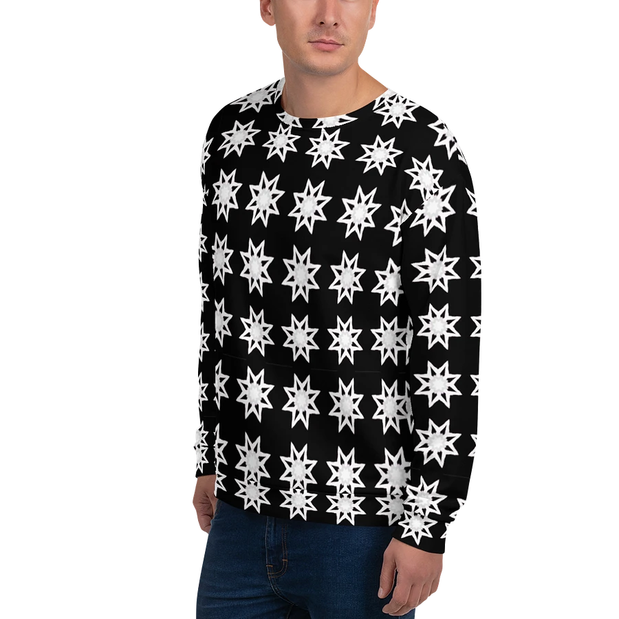 Abstract White Repeating Stars Unisex All Over Print Sweatshirt product image (8)