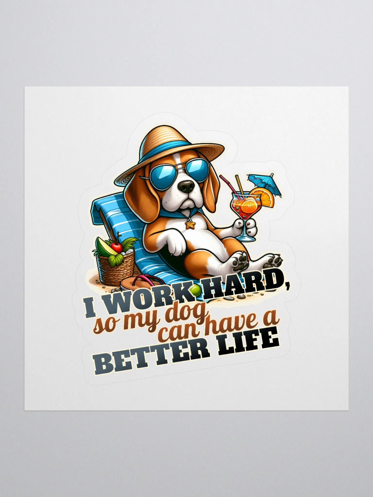 Work Hard - Beagle Beach - Sticker product image (1)