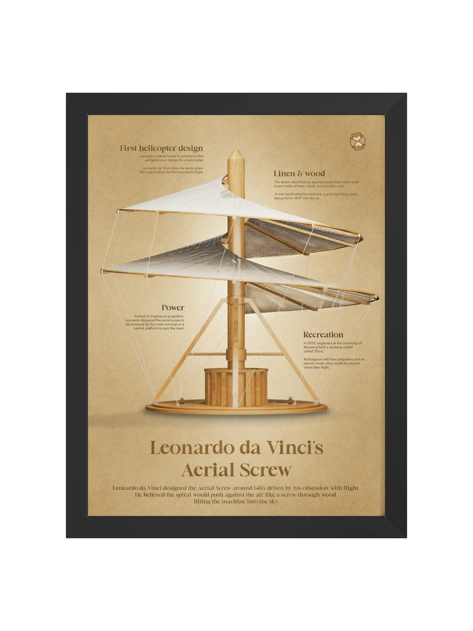 Leonardo da Vinci's Helicopter (Framed poster) product image (3)