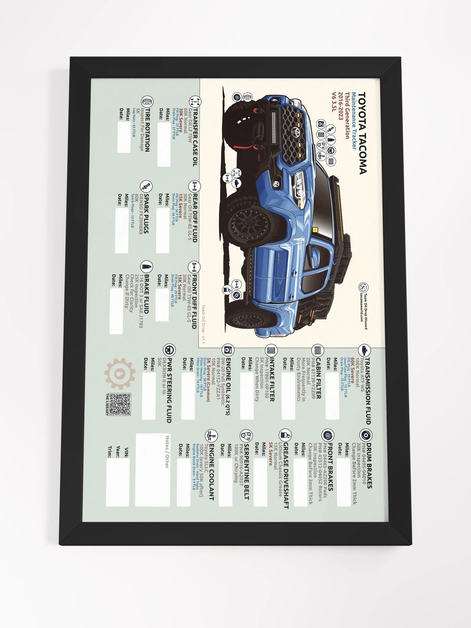 3RD GEN MAINTENANCE TRACKER V1.1 - Blue (Framed) product image (5)