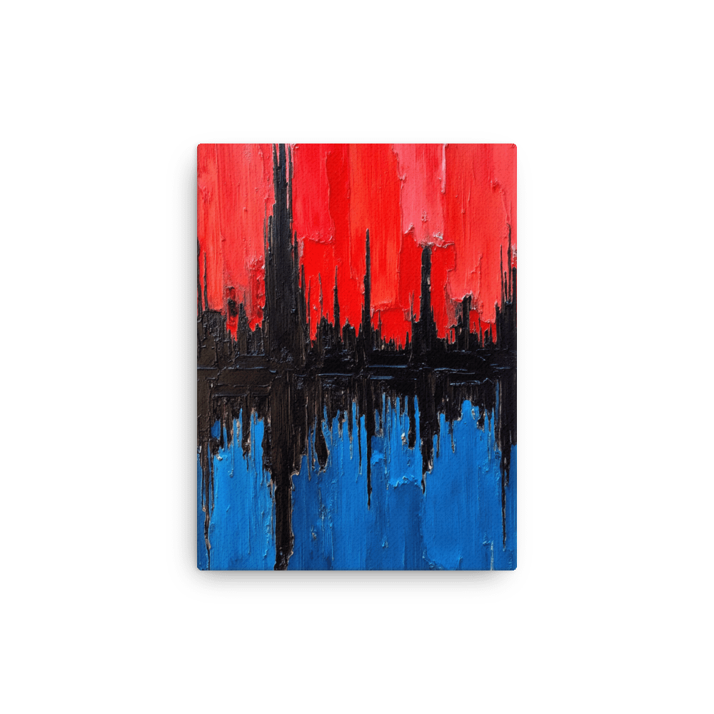 Retro Crimson Reflections – Abstract Retro City Skyline Wall Art product image (3)