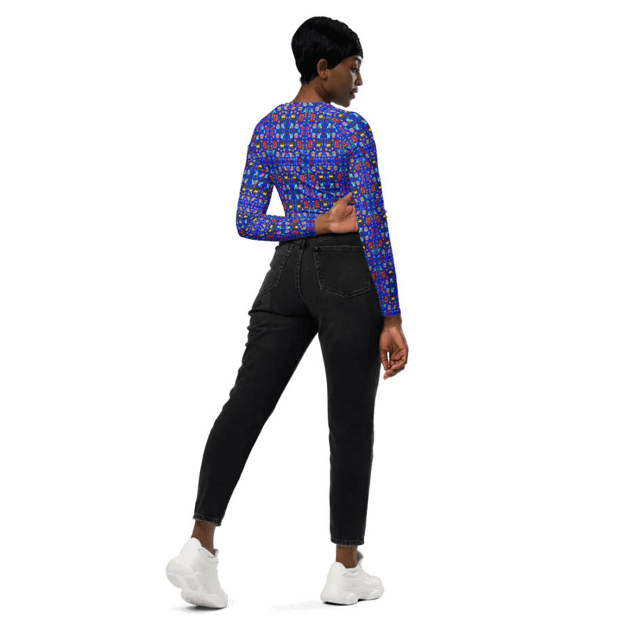 Abstract Owls Symmetric Splendor Long Sleeve Crop Top product image (9)