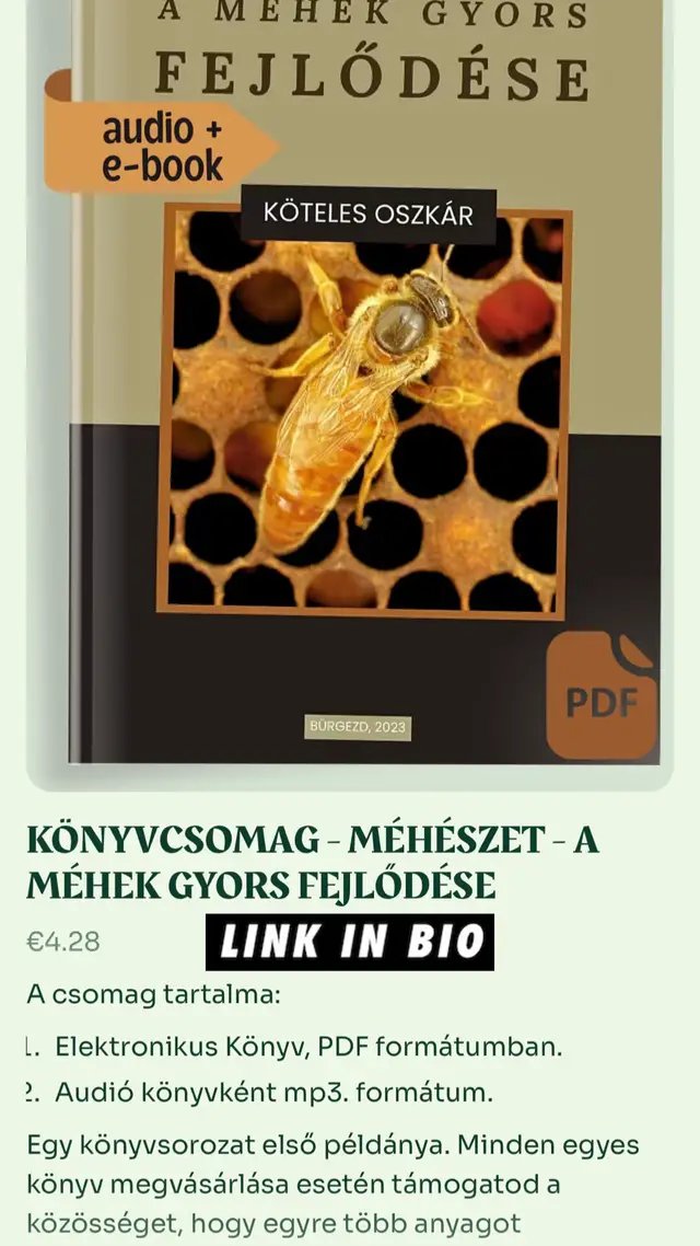 A Méhészet fejlődése és fejlesztéséhez kidolgoztam több stratégiát is. Ebben a könyvben 4 különböző szaporítási és fejlesztési stratégián megyünk végig a lehető legjobb eredmények eléréséhez. Szereted be most és alkalmazd a saját meheszetedben! Link a profilban!