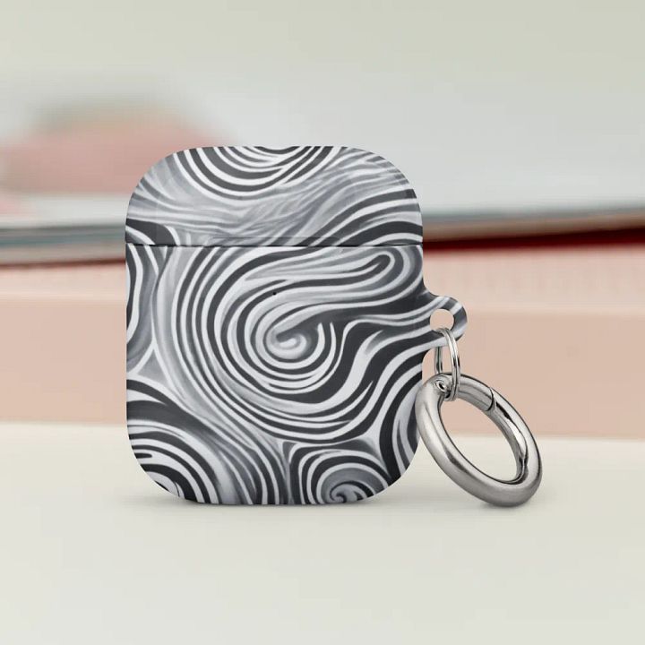 Funky Black and White Noir Liquid Tie-Dye Airpods Case product image (2)