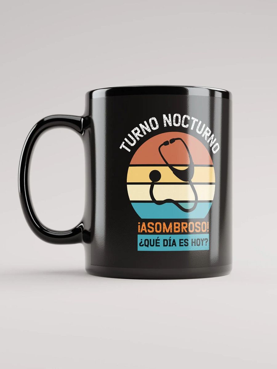 "Turno nocturno-general" mug negro brillante product image (6)