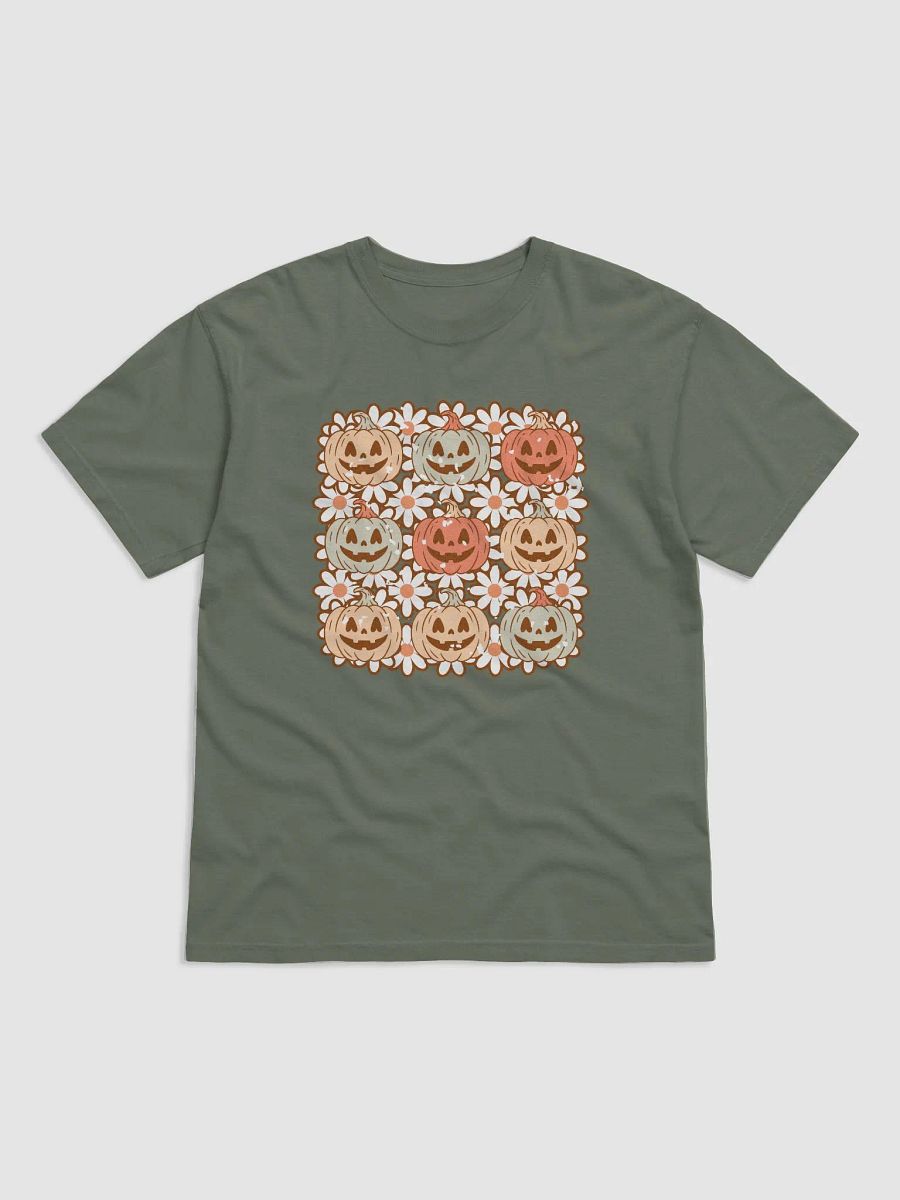 A Grid of Pumpkins and Flowers T-Shirt | Cute Fall and Halloween T-Shirt Design product image (18)