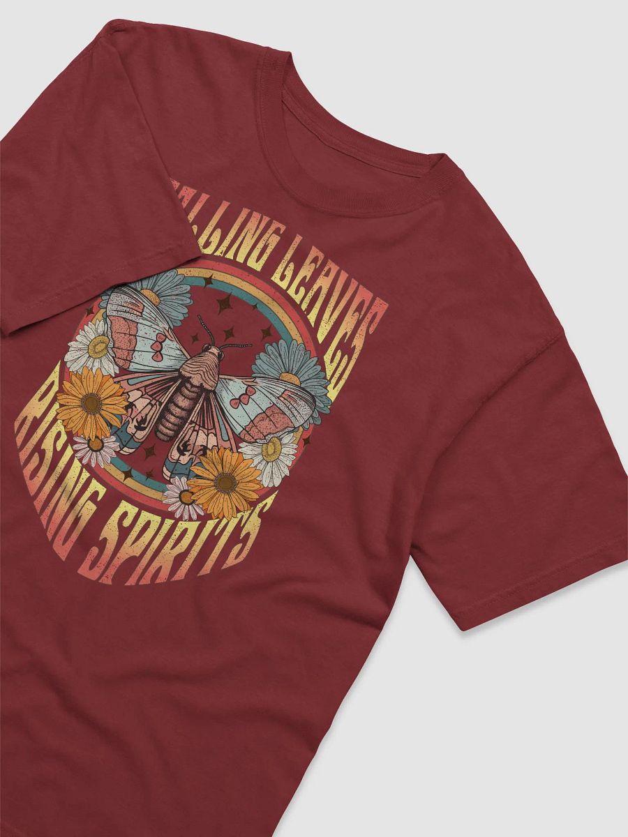 Falling Leaves Rising Spirits Moth and Flowers T-Shirt | Motivational Fall and Thanksgiving T-Shirt Design product image (10)