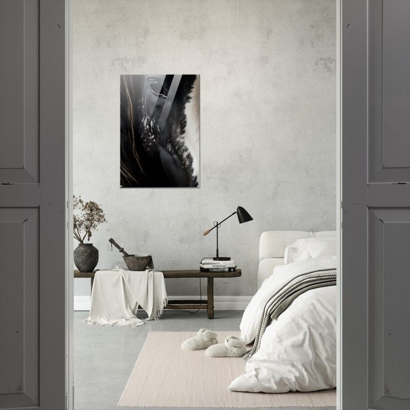 BLACK, WHITE HORSE FACE GLOSSY ACRYLIC PRINT product image (4)