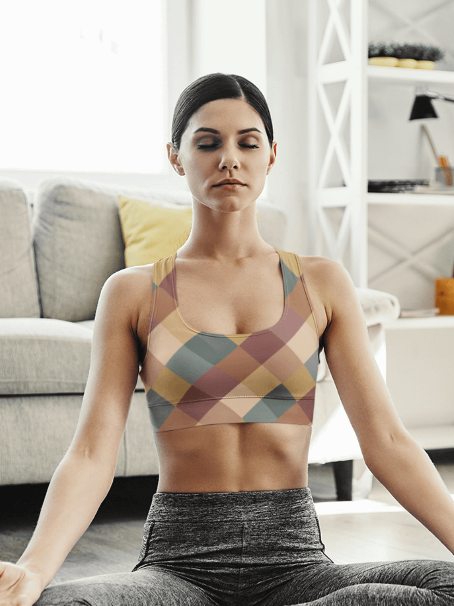 Abstract pastel geometric Longline Sports Bra product image (1)