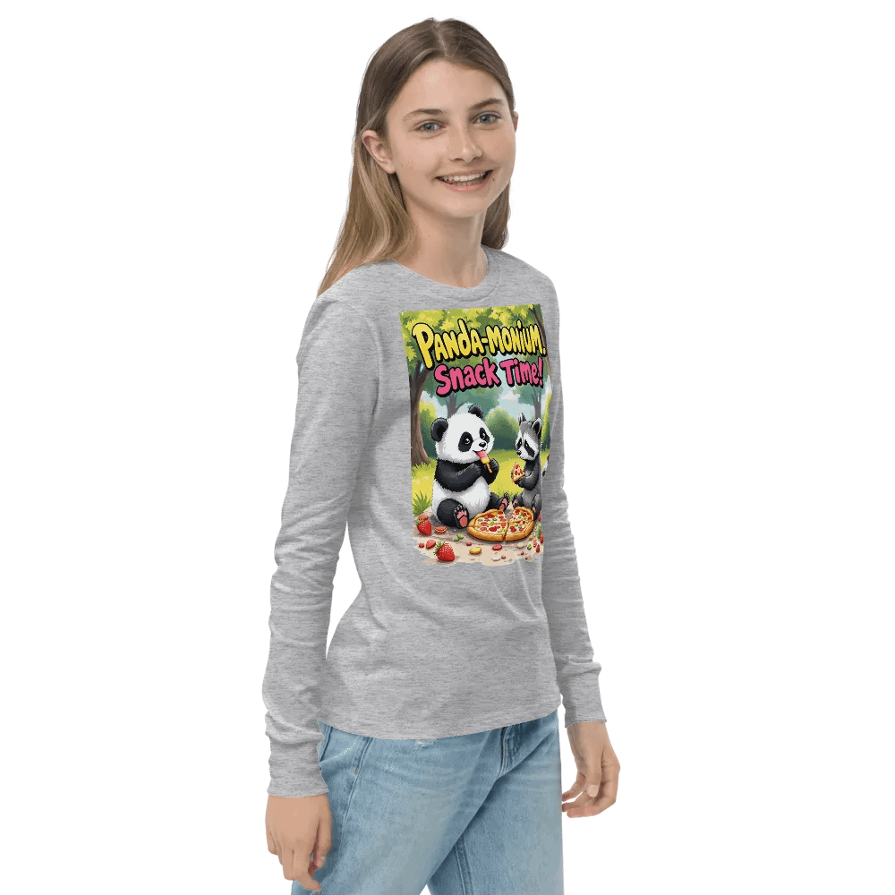 Panda-monium Snack Time! Youth Long Sleeve Tee product image (22)