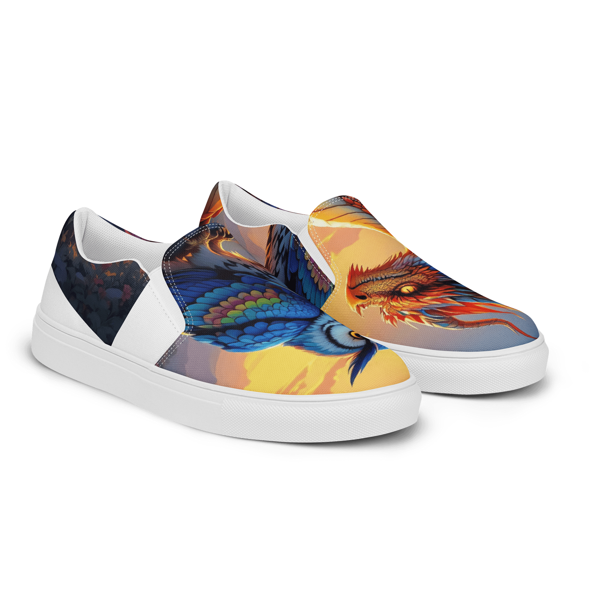 Dragon and Owl Fantasy Slip-On Shoes product image (2)