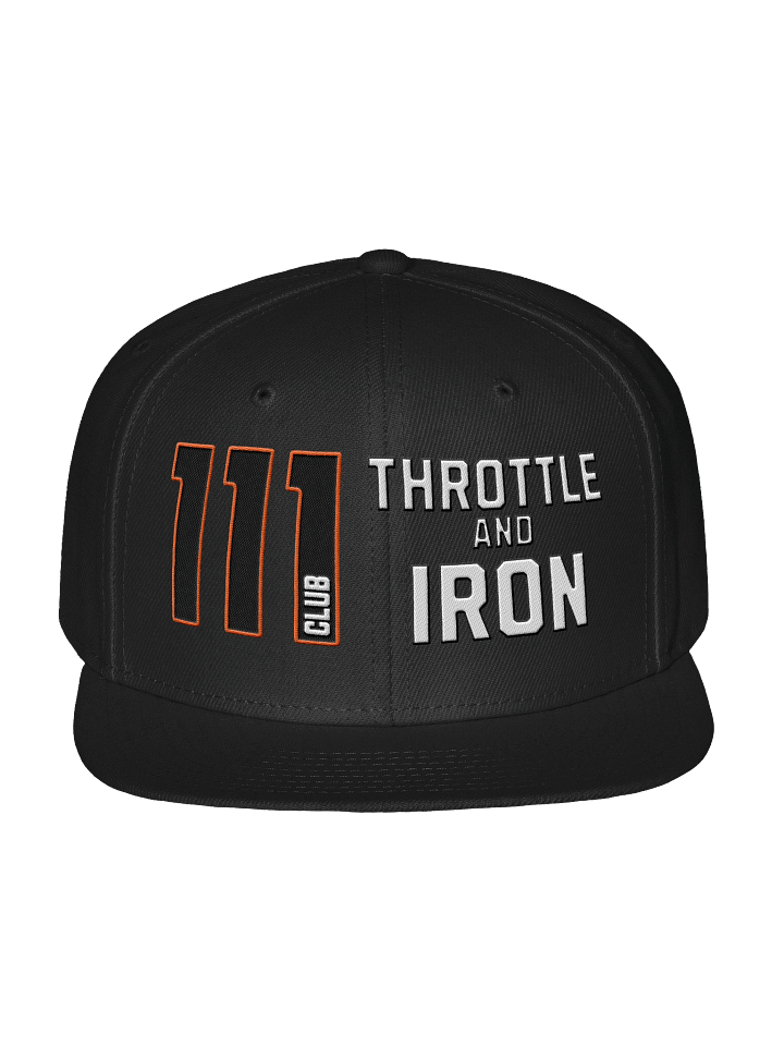 111 Club Throttle & Iron Snapback Hat — Orange Outline Edition product image (1)