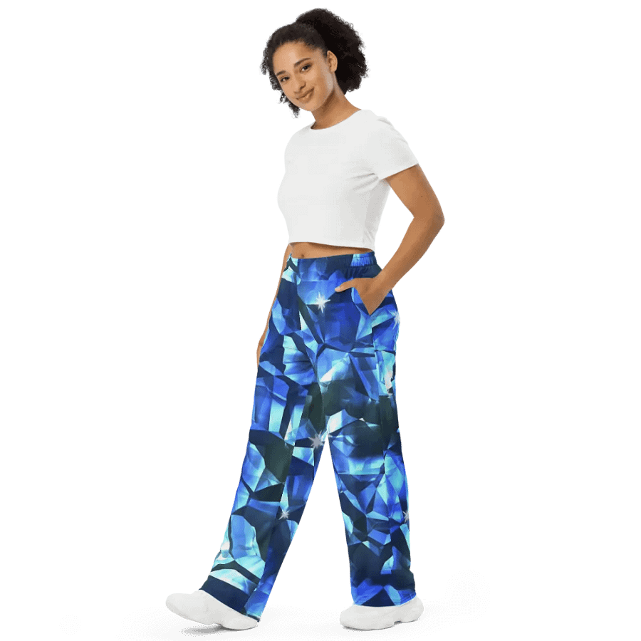 Blue Crystal Pattern Wideleg Pants product image (4)