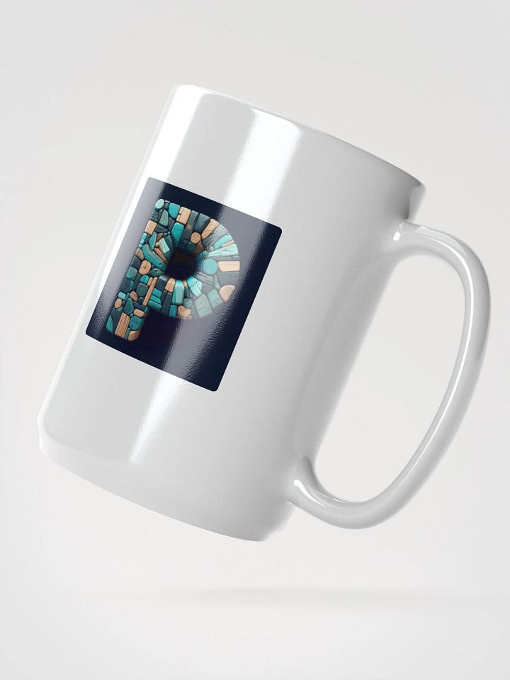Teal Wood Block 'P' Mug |Ai Design initial P product image (2)