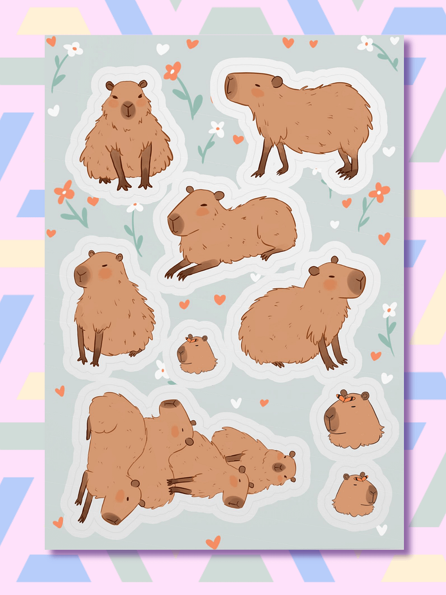 Whimsical Capybara Collection Sticker Sheet product image (1)