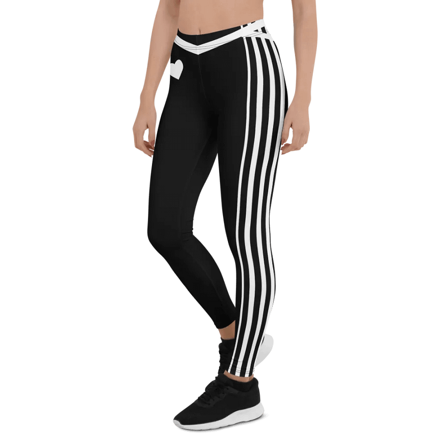 Black and White Stripes/All-Over Print Leggings by Sublicolor product image (6)