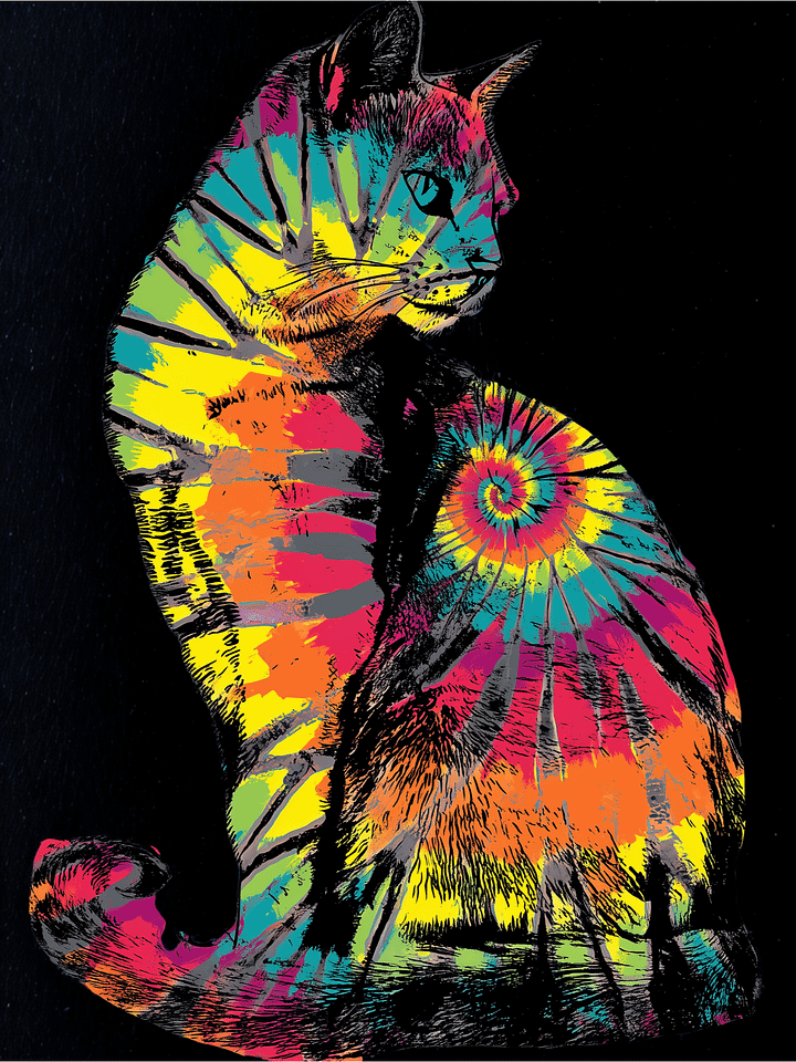 Psychedelic Feline Matte Unframed Wall Art Paper Canvas product image (1)