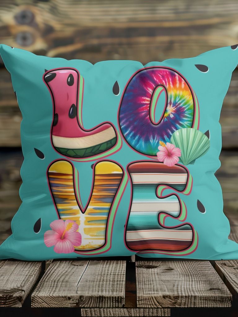 Vibrant Teal Love Pillow product image (7)